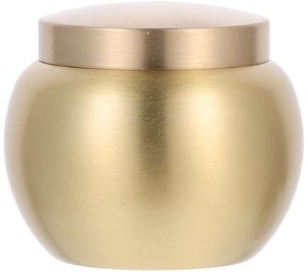 BESTYASH Urna de Cobre Redonda para Cremación, Caja Pequeña Decorativa y Multifunción para Almacenamiento de Residuos de Personas