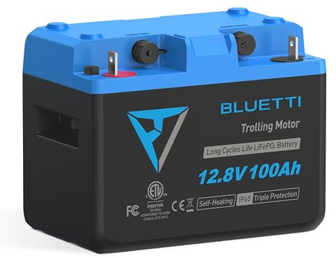 BLUETTI 12,8V 100Ah LiFePO4 Lithium Batterie mit Bluetooth, Eingebautes 300A BMS, 6000+ Zyklen, IP65 Wasser- & staubdicht, 10 Jahres Lebensdauer für RV, Boot, Solar Off-Grid
