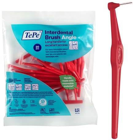 TePe Angle Interdentalbürste, Rot, 0,5 mm/ISO 2, 20 Stk., Zahnwischenraumreinigung, Plaque-Entferner für kleine Zahnlücken