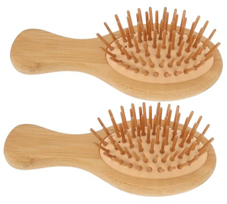ABOOFAN Peignes Ovales Portables et Sûres en Bois de Nanmu Coussin D'air Lot de 2 Brosses à Cheveux pour Massage Cuir Chevelu en Voyage