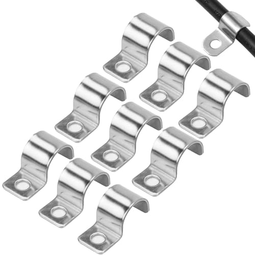NOLACE 20 Piezas Grapas Cables Pared Acero | para Cables Pared Acero Inoxidable 304 Espesado 16mm Sujeta Cables Pared Abrazaderas Metalicas para Cable Orificio Unico en F