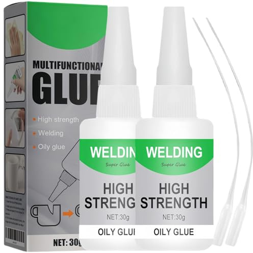 2PCS Oily Glue, Strong Leather Glue, Waterproof Ceramic Glues, Metal Glues High Strength Bonds Metal to Me-tal, Plastic Welding Gl-ue for Leather, Me-tal Repair, Multifunctional Universal Airfix Gl-ue