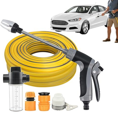 Nettoyeur haute pression de lavage de voiture | Pulvérisateur d'eau de 15 m – de lavage de voiture portable – Pour extérieur, jardin, cour, trottoir, , terrasse, terrasse, parterre de