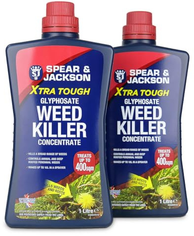 Jarder Spear and Jackson Glyphosate Weed Killer 2 x 1L - Concentrated Weed Killing Formula - Kills Weeds at the Root - Covers 800m2