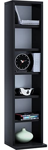 VCM Regal DVD CD Schrank Rack Möbel Aufbewahrung Holzregal Standregal Möbel Anbauprogramm Schwarz Elementa