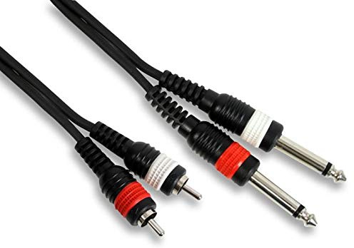 Pro Twin Câble jack mono 6,35 mm vers 2 prises RCA mâles phono 0,5 m vers 5 m