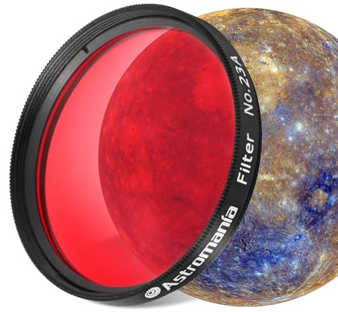 Astromania Teleskopfilter, 5,1 cm Planetenfilter für Astronomie-Teleskopokular, Farbfilter zur Kontrastverstärkung bei Mondplanetenbeobachtung – #23A Rot
