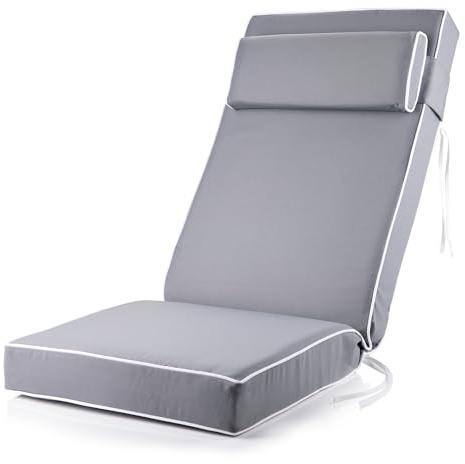 Alfresia Recliner Chair Replacement Cushion with Headrest | 10cm foam filling with secure ties and easy clean water resistant polyester cover