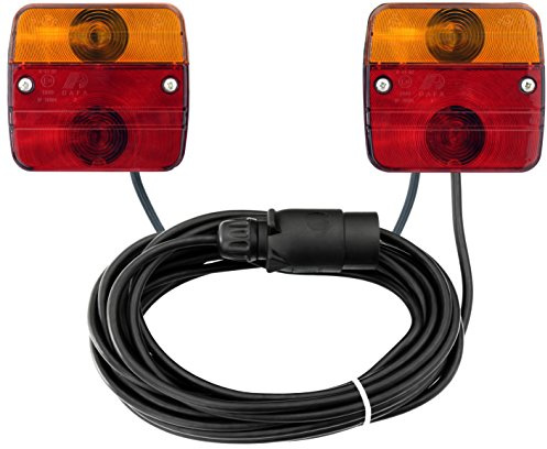 AdLuminis Rückleuchten-Set verkabelt mit Magnetfuß, 7m Kabel, 7-poliger Stecker, Anhängerbeleuchtung für Straßenverkehr zugelassen, Rücklicht