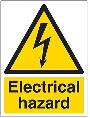 V Safety 68018AN-R Electrical Hazard Warning Sign - Portrait - 150mm x 200mm - 1mm Rigid Plastic, Black/Yellow