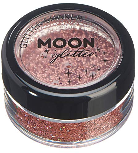 Holographische Glitzer Shaker von Moon Glitter - 100% kosmetischer Glitzer für Gesicht, Körper, Nägel, Haare und Lippen - 5gr - Roségold