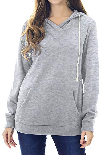 Smallshow Top Allattamento in Pile Felpa Premaman Allattamento al Seno Light Grey L