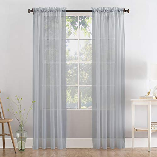 Megachest a pair of slot top voile curtains (Silver Grey, 56 wideX81 drop 2 Panels)
