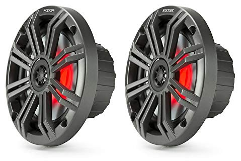 Kicker Marine LED Speaker 6.5 inch KA45KM654L for Boat/Tower/Wakeboarding - Charcoal