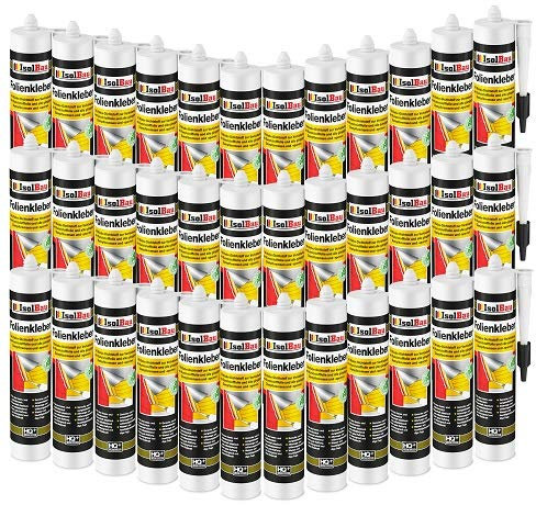 Isolbau Profi Folienkleber - 36 x 450 g Bauelastischer 1K Klebe-Dichtstoff zur Verklebung von Kunststofffolie, Dampfbremsen & Dampfsperren