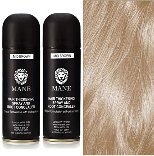 Mane Hair Thickening Spray x 2 MID BROWN 200 ml direct from the manufacturer