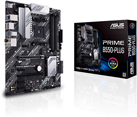 ASUS Prime B550-PLUS AMD AM4 Zen 3 Ryzen 5000 & 3rd Gen Ryzen ATX Motherboard (PCIe 4.0, ECC Memory, 1Gb LAN, HDMI 2.1, DisPlayPort 1.2 (4K@60HZ), Addressable Gen 2 RGB Header and Aura Sync)