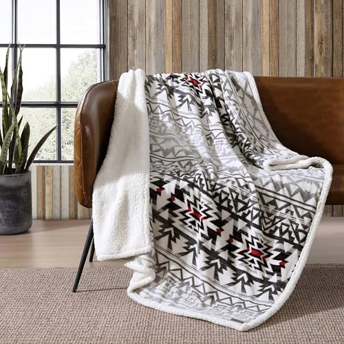 Eddie Bauer - Blanket, Super Soft Reversible Sherpa & Brushed Fleece Bedding, Throw Blankets for Couch, Ideal for Lounging (Clyde Hill Stripe)