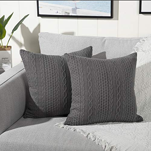 Yaertun 2er Set Superweichen Kissenbezüge Dekokissen Kissenbezug Sofakissen Dekorativ Couchkissen Kissenhülle Bezug Weich für Wohnzimmer Schlafzimmer 18x18 Inch, 45x45 cm grau