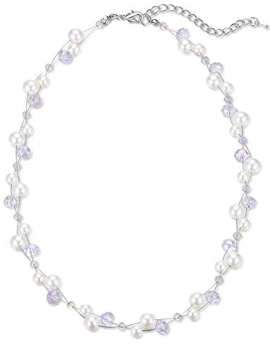 Bulinlin Damen Kristall Perlenkette Silber Boho Statement Choker Halskette für Frauen Modeschmuck Geburtstagsgeschenke