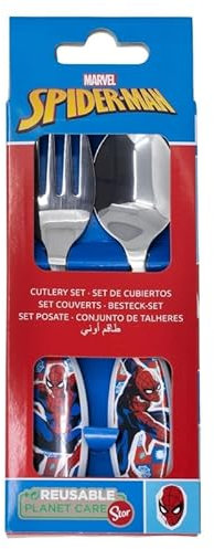 ILS I LOVE SHOPPING SPIDERMAN | Set Posate per Bambini in Acciaio Inossidabile - Forchetta e Cucchiaio (Spider-Man)