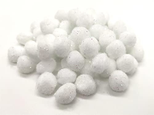 DARO DEKO Schneebällchen Weiß Ø2cm 80 Stück - mit Gitzer - Streudeko Schneeball