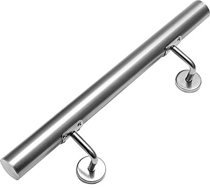 Lospitch Pasamanos de acero inoxidable, pasamanos de pared, para interior y exterior, incluye soporte de pared y tapas finales, 50 cm