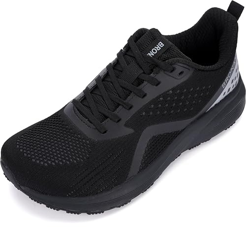 BRONAX Mens Wide Toe Box Running Tennis Shoes Gym Tennis Athletics Size 8.5 Sports Mesh Walking Rubber Outsole Sneakers for Male Black 42