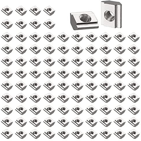 GETLITOOL 100 PCS Tuercas de Ranura Ranura de Tuerca Deslizante 6 M4 Acero al Carbono Perfil de Aluminio Ranura de Extrusión Estándar EU20 para Cortadoras Láser CNC Impresoras 3D etc