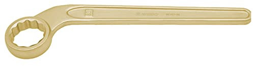 WEDO Funkenfrei Schlag-Ringschlüssel，Explosion-proof gebogener Schraubenschlüssel, Sicherheit,Nicht-Magnetisch,Aluminiumbronze,BAM/FM/DIN Standard, 34mm*307mm