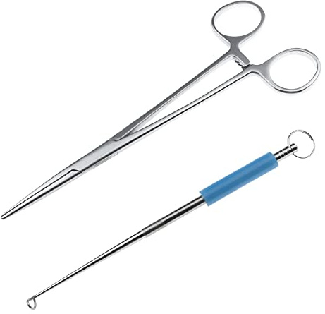YINETTECH 2 Stücke Angelhakenentferner mit Gerade Angelzange Fishing Haken-Lösezange Hakenlöser-Zange Angeln Angelhaken aus Edelstahl Silikon für Angeln Fischen Fischer Anfänger