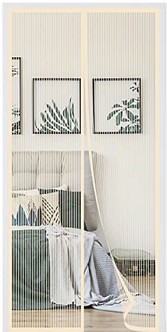 HTCSZL Fliegengitter Tür Magnet,Professionell 80x210cm Insektenschutz Balkontür,Magnet Fliegengitter Balkontür,Kinderleichte Klebemontage Ohne Bohren,Mückenschutz, Genießen Sie den Sommer,Beige