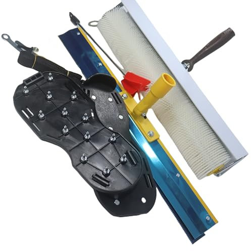 Zycoutool Zement Selbstnivellierendes Werkzeugset Epoxy Boden Farbe Werkzeug w/Harz Helix Mixer Spike Schuhe Roller Pinsel gekerbt Rakel Rechen, HY01