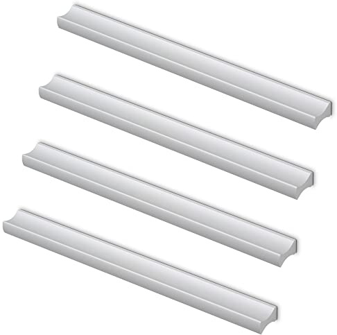 Mavö 4 x Schubladengriffe 12,8cm Lochabstand Möbelgriffe Schrankgriffe Silber Negi (Chrom matt, 128mm)