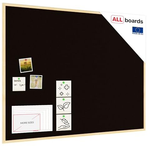 ALLboards Schwarz Pinnwand mit Holz Rahmen 120x90cm Korktafel Korkwand Pinnwand Kork