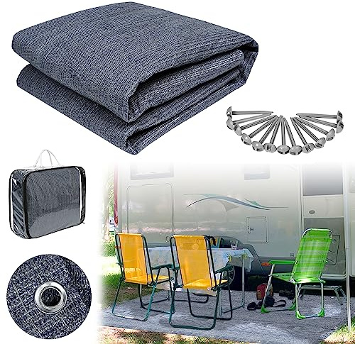 YARDIN förtältmatta utomhusmatta campingmatta tältmatta tältunderlag maskintvättbar halkfri mögelfri förtältmattor för husbil utomhus inkl. bärväska, 250 x 300 cm
