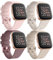 Tobfit 4Stück für Fitbit Versa Armband Damen Herren,Silikon Weiches Sport Ersatzarmbänder für Fitbit Versa 2 Armband/Versa/Versa Lite/SE Armband(S,Rosa/Starlight/Milchtee/Violett)