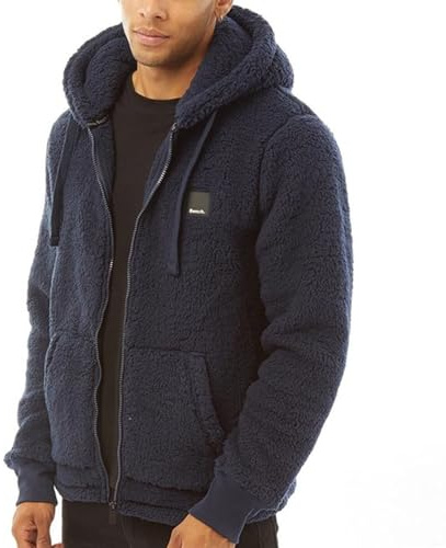 Bench Mens Tommy Borg Full Zip Teddy Bear Fleece Jacket - Navy - M