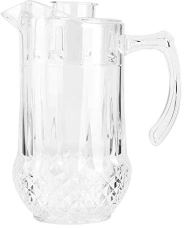 Mokylor Clear Glass Bedside Water Carafe with Lid, 1300ML Glassware Water Pitcher Vintage Glass Pot and Cups Night Bedside Jug Set Gifts for Guest Room, Office Makes A Gift