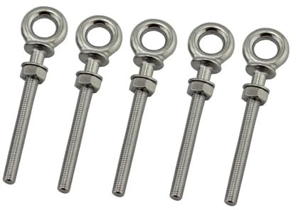 IOFIT 5PCS 316 Edelstahl Lange Schulter Ringschraube Mit Mutter M6 M8 M10 for Draht Seil Heben (Color : Silver, Size : M6X60)