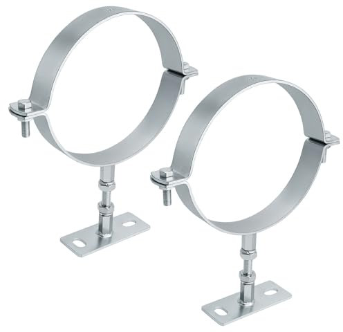 2 Pcs 6 Inch Heavy Duty Adjustable Pipe Bracket,Heavy Duty Split Ring Pipe Hanger,Adjustable Pipe Bracket Clamp,B Vent Adjustable Wall Strap Round Gas Vent Pipe Strap,With Mounting Screws, ETTH541