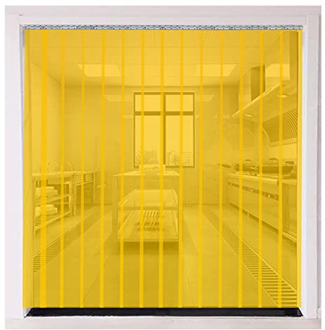 IBOWZ Transparenter PVC-Türvorhang Kit Kunststoffstreifen-Türvorhang, transparenter PVC-Vorhang, Vinyl-Türstreifen für Geschäft/Fabrik/Garage/Terrasse, gelb