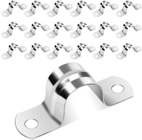 20 Pcs Pipe Clips 16mm,Caianwin Pipe Clamp Stainless Steel 304 Pipe Strap Clamps for Installing Gas,Qater or Hose Pipes