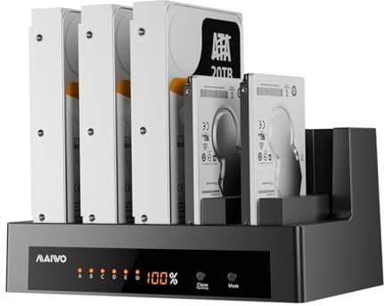 MAIWO 5 Bay External Hard Drive Docking Station for 2.5'' 3.5'' SATA HDD/SSD, USB3.0 HDD Dock with Offline Clone, 5 Bay Hard Drive Cloner/Duplicate, 110TB Capacity Expansion