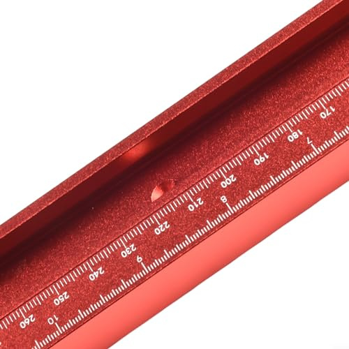 HEBEOT 45 tipi di scanalatura a T in lega di alluminio rosso metrico e pollici scivolo con scala per banco router, seghe da tavolo e seghe a nastro (600 mm)