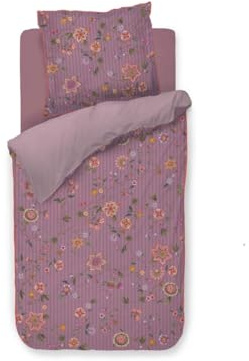 Pip Studio Bettwäsche Flores Bailando Lila Perkal Blüten Zweige Blumen Blätter Knospen Früchte, Größe:135 cm x 200 cm