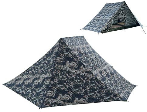 TENPLAY Ultraleichtes Zelt – 2 Personen, leicht, wasserdicht, 5000 mm, kompakt, einfach aufzubauen, tragbar, 3 Jahreszeiten, für Bergsteigen, Wandern, Klettern (Camouflage)