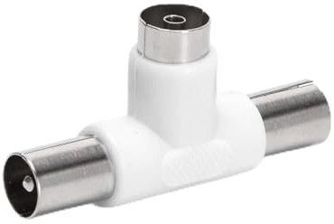 Conector Distribuidor de Antena, Color Blanco, Ideal para Mejorar señal y distribuirla a múltiples Dispositivos.