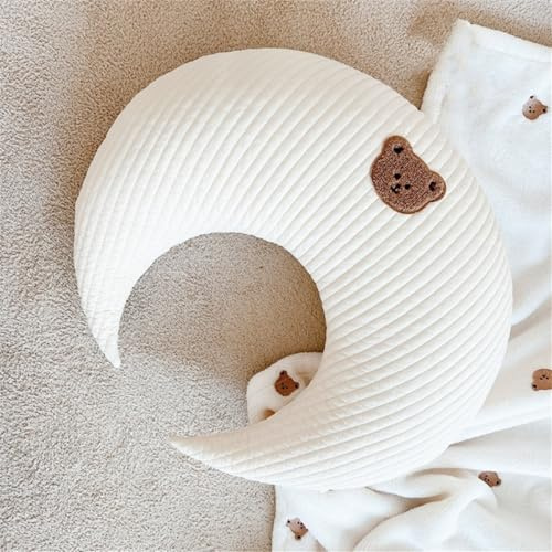 champracer Kuschelkissen Kinder Mondkissen Mond Dekokissen für kuschelecke kinderzimmer, Weiche Flauschige Mondform Zierkissen Sofakisse für Heimdekoration
