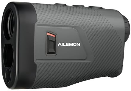 AILEMON Telémetro láser de golf de 900 yardas con interruptor de pendiente, óptica ultra transparente, bloqueo de bandera, pendiente, rayas magnéticas, buscador de rango ligero (gris)